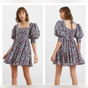 NWT Missguided Puff Sleeve Milkmaid Mini Dress | Floral Cottagecore | Size 6